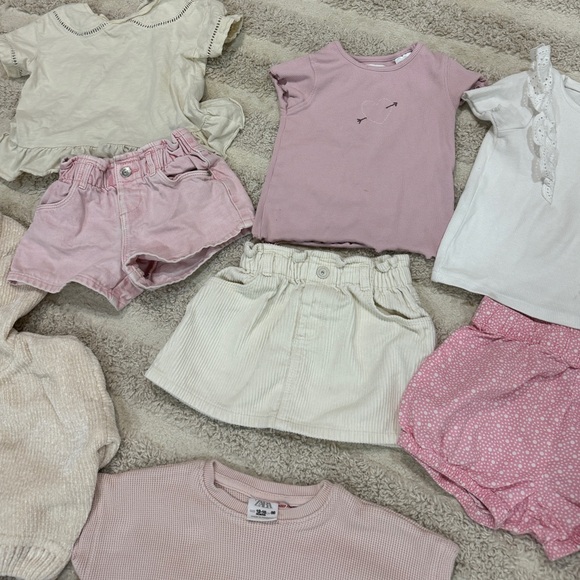 BUNDLE Zara Kids toddler girl set corduroy shorts tee sweater ribbed top ruffle - Picture 5 of 8
